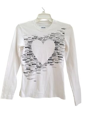 Moschino Jeans Vintage Whatever Heart Graphic Long Sleeve Top White Slim XS/S